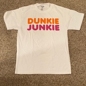 Dunkin Donuts Inspired “Dunkie Junkie” White Shirt- Medium